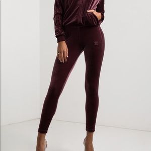 Adidas Maroon Velour Tracksuit- Leggings